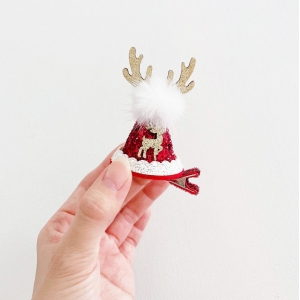 Girl Hair Clip Hat Reindeer Christmas (GHP9163)